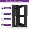 thumbnail image 2 of 36'' Corner Closet System - iSunirm Freestanding Corner Closet Organizer System with 2 Hanging Rods & 8 Storage Shelves, Built-in Garment Rack, for Bedroom/Closet, 36"W x 16"D x 80"H, Black, 2 of 7