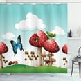 thumbnail image 1 of Forest Shower Curtain, Realistic Graphic of Forest Habitat with Wild Mushrooms and Insects Illustration, Fabric Bathroom Set with Hooks, 69W X 84L Inches Extra Long, Multicolor, by Ambesonne, 1 of 3