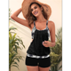 thumbnail image 5 of Traje de Baño Tankini de Dos Piezas para Mujer, con Control de Abdomen y Pantalones Cortos Tipo Blusón Negro S, 5 of 10