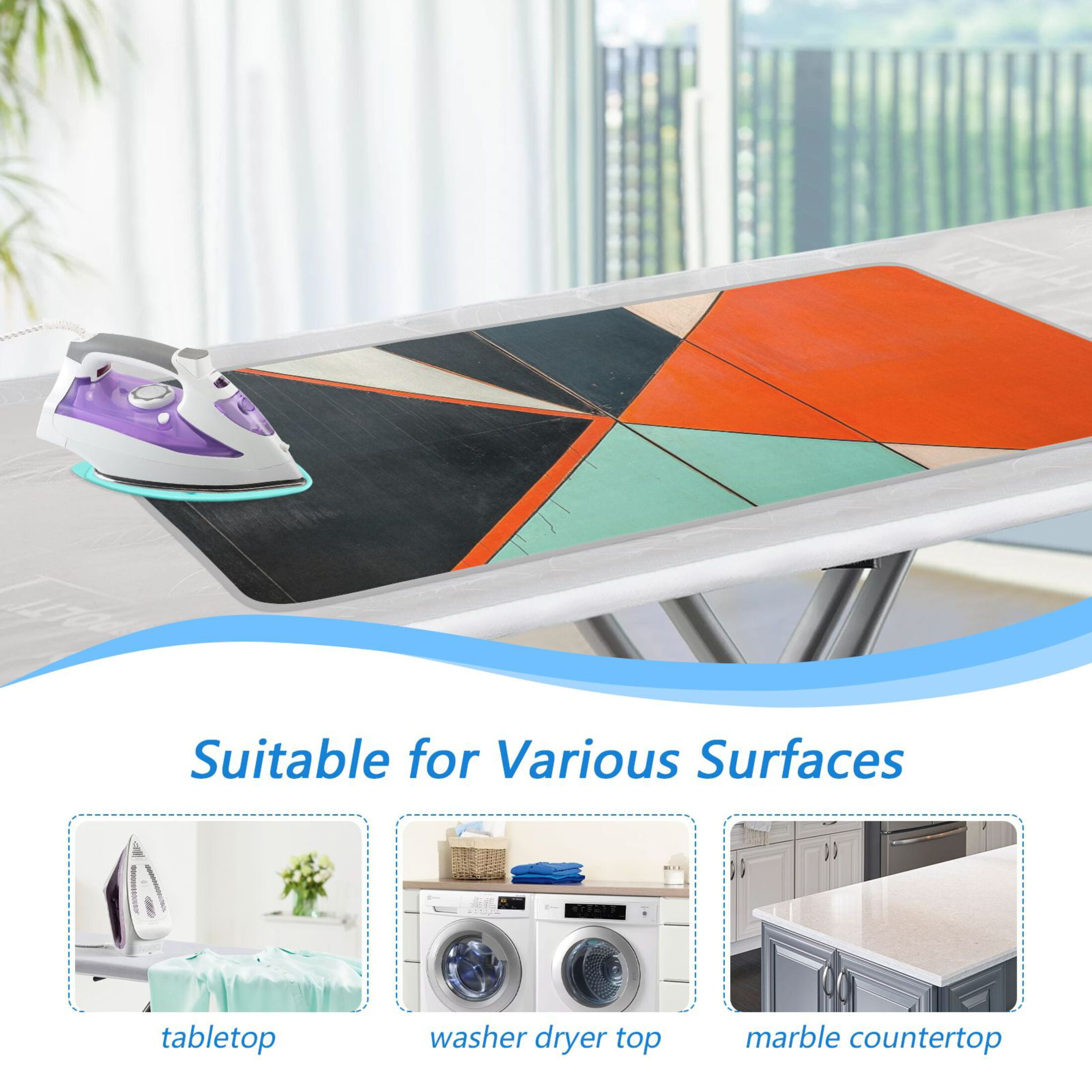 Abstract Minimalist Geometric Design Ironing Mat Blanket for Table Top Travel Portable Ironing Board Pad 47.2x27.6 Inch