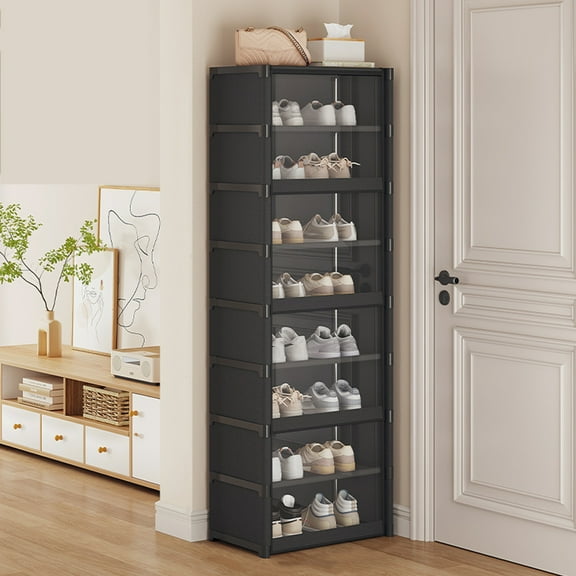 Yibooy 9-Tier Shoe Storage Holds 18 Pairs Shoe Rack Organizer Shoe Shelf (Black 42cm)