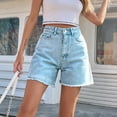 thumbnail image 4 of MNCEKFOD Shorts for Women Trendy Loose Fit Jeans Shorts Casual New High Waisted Loose Relaxed Fit Short Pants Sky Blue S, 4 of 5