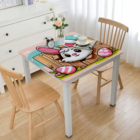 BANET Square Fitted Tablecloth with Elastic Tablecloths Table Cover for Kitchen Seasonal Party Picnic Waterproof Fits Square Tables White