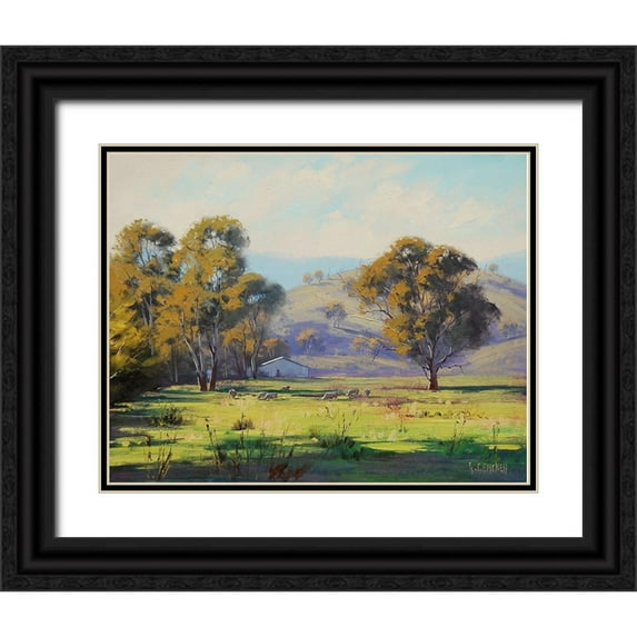 Gercken, Graham 18x15 Black Ornate Wood Framed with Double Matting Museum Art Print Titled - Sheep Farm