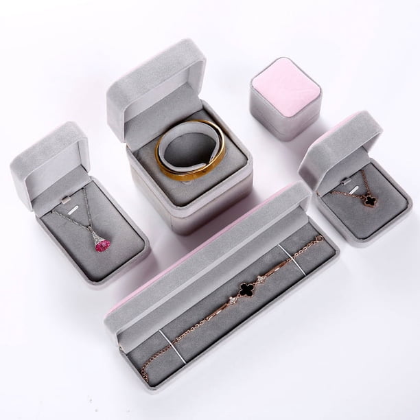 Caja de franela para joyería, caja para collares, colgantes, cajas para empaquetar joyas, cajas para pulseras, cajas para anillos y pendientes