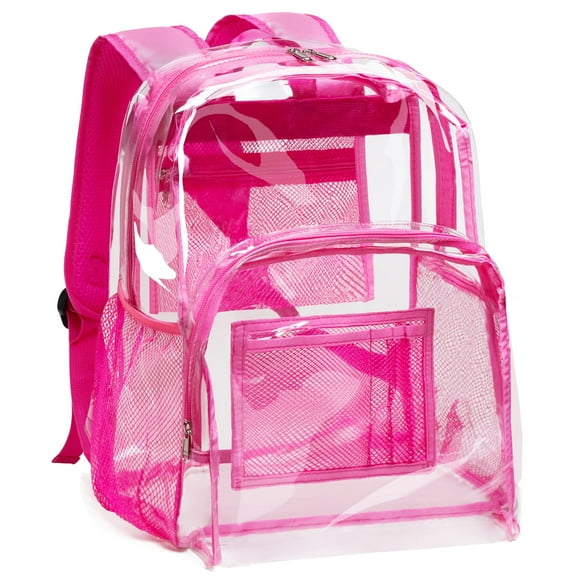 Mochila Vorspack de PVC transparente, resistente, rosa