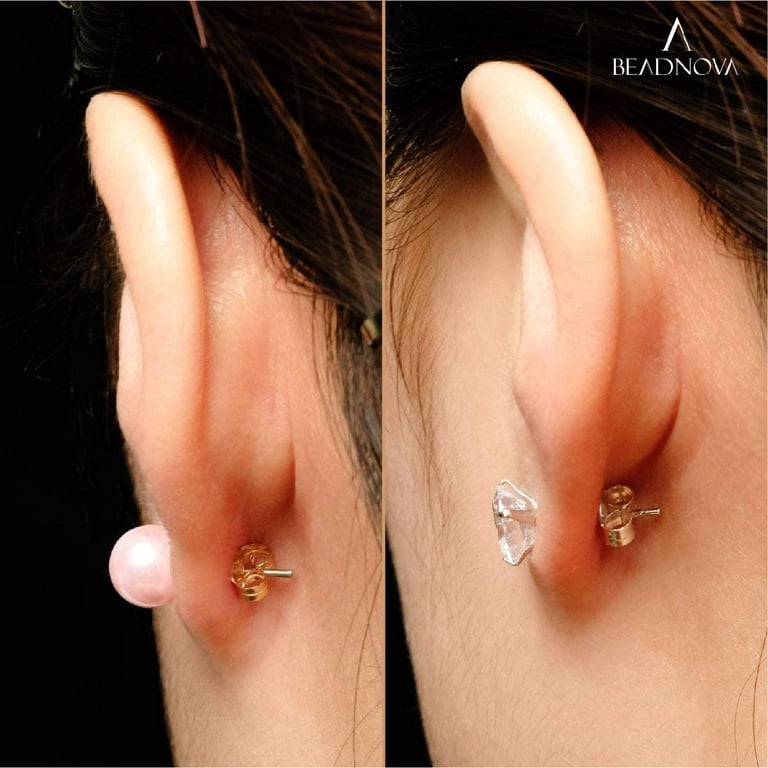 BEADNOVA 925 Sterling Silver Earring Backs for Studs Butterfly Earring  Backing Secure Safety Backs for Earring (12 pcs)