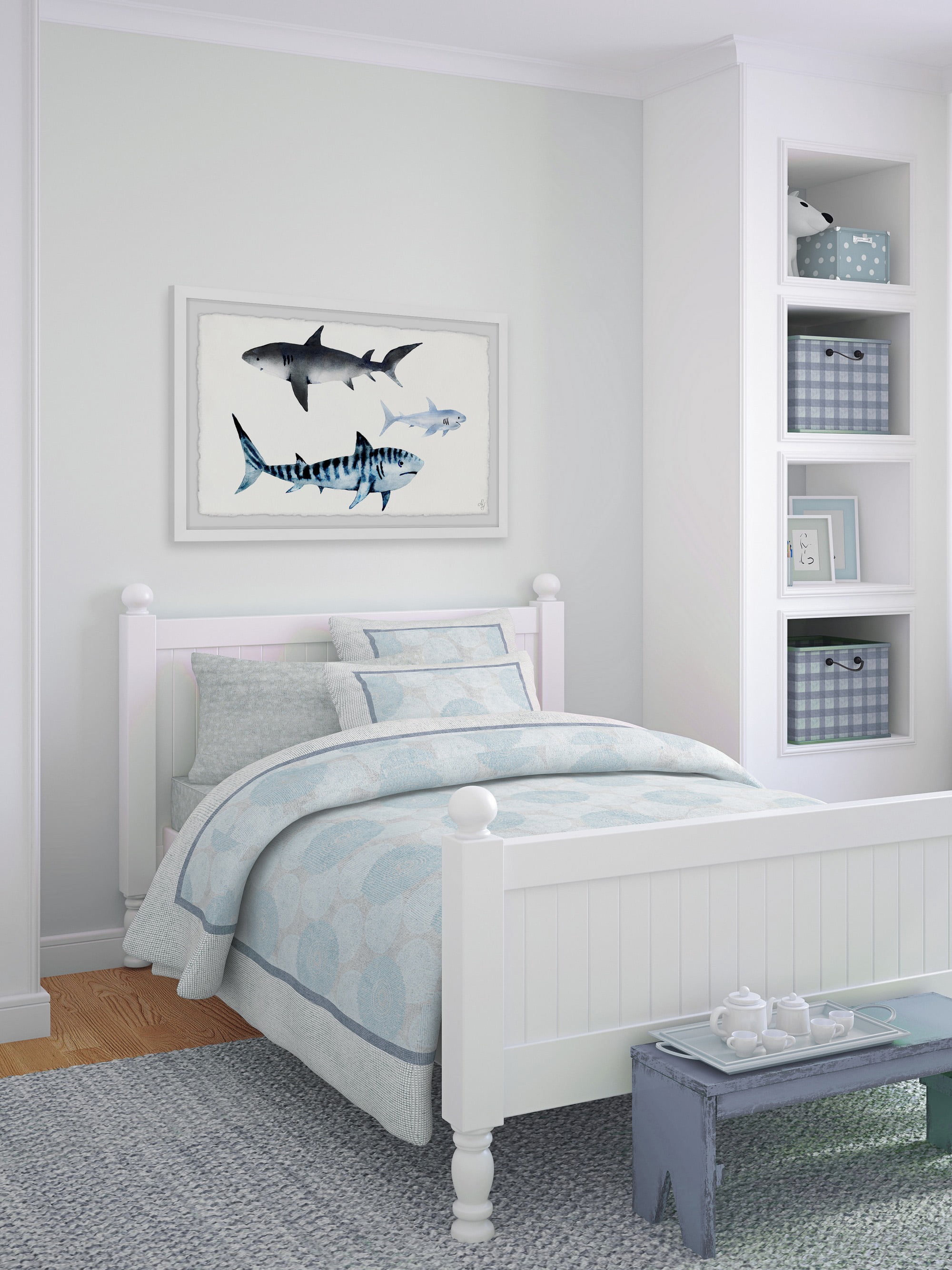 Marmont Hill The Sharks Framed Wall Art, 36.00" x 1.50"