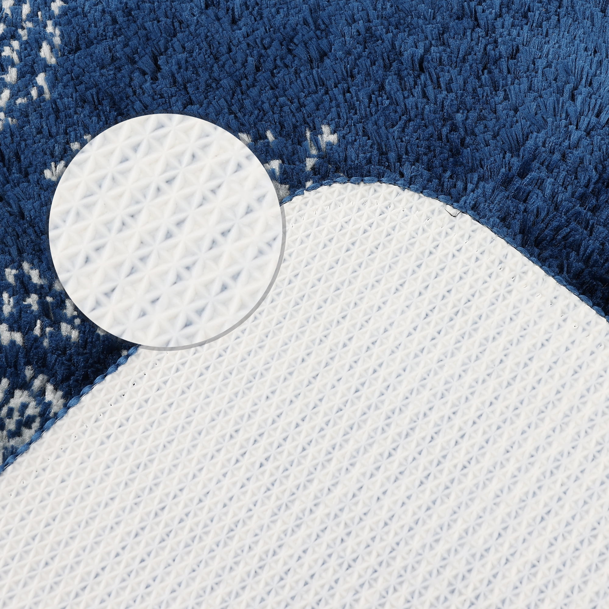 Unique Bargains 2 Pcs Geometric Patterns Bathroom Mats Absorbent Non-Slip Bath Rugs Blue 20" x 32"