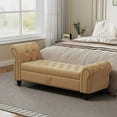 thumbnail image 2 of Modern Velvet Upholstered End of Bed Bench, Button Tufted Chaise Lounge Storage Ottoman with Backrest and Armrest for Bedroom Living Room, 2 of 8
