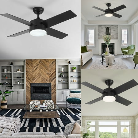 

Sanviglor 44 In Furniture Fans LED Light Remote Control Ceiling Fan Intergrated Matte Black 4 Blades Indoor Home