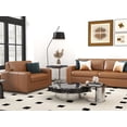 thumbnail image 5 of Roundhill Furniture Sakan Leather Upholstered 4-Piece Living Room Set, Sofa Loveseat Cutler Chair and Ottoman, Caramel, 5 of 16