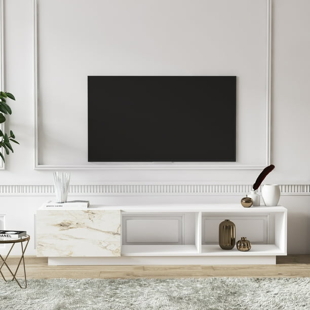 Lepando TV Stand Modern Entertainment Center for 70inch TV White