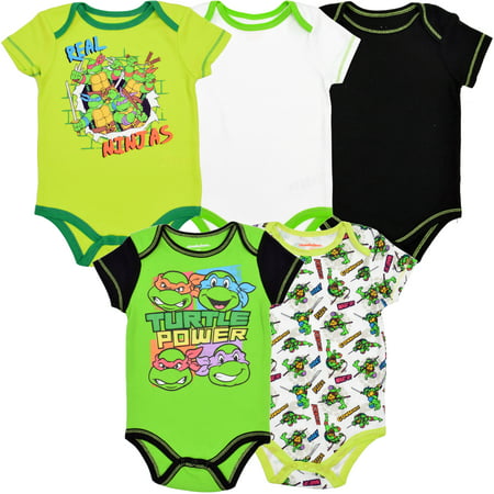 Nickelodeon Ninja Turtles Baby Boys' Onesies Pack of 5 (0-3 Months)