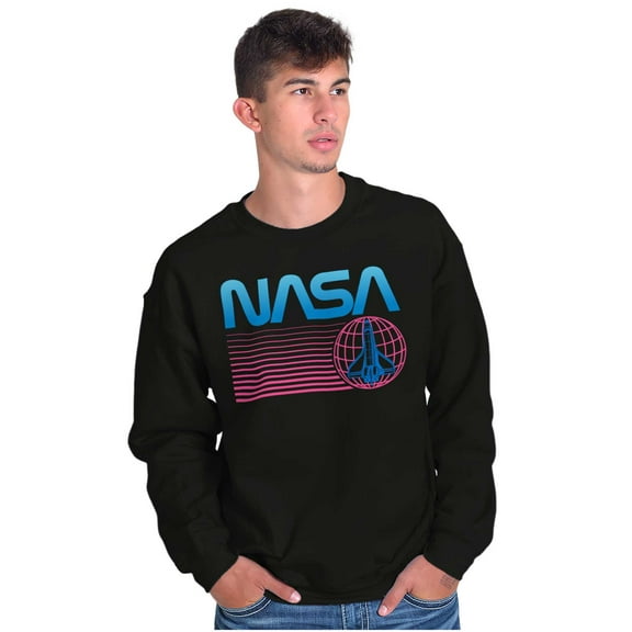 Vaporwave NASA Worm Logo Shuttle Sweatshirt for Men or Women Brisco Brands S