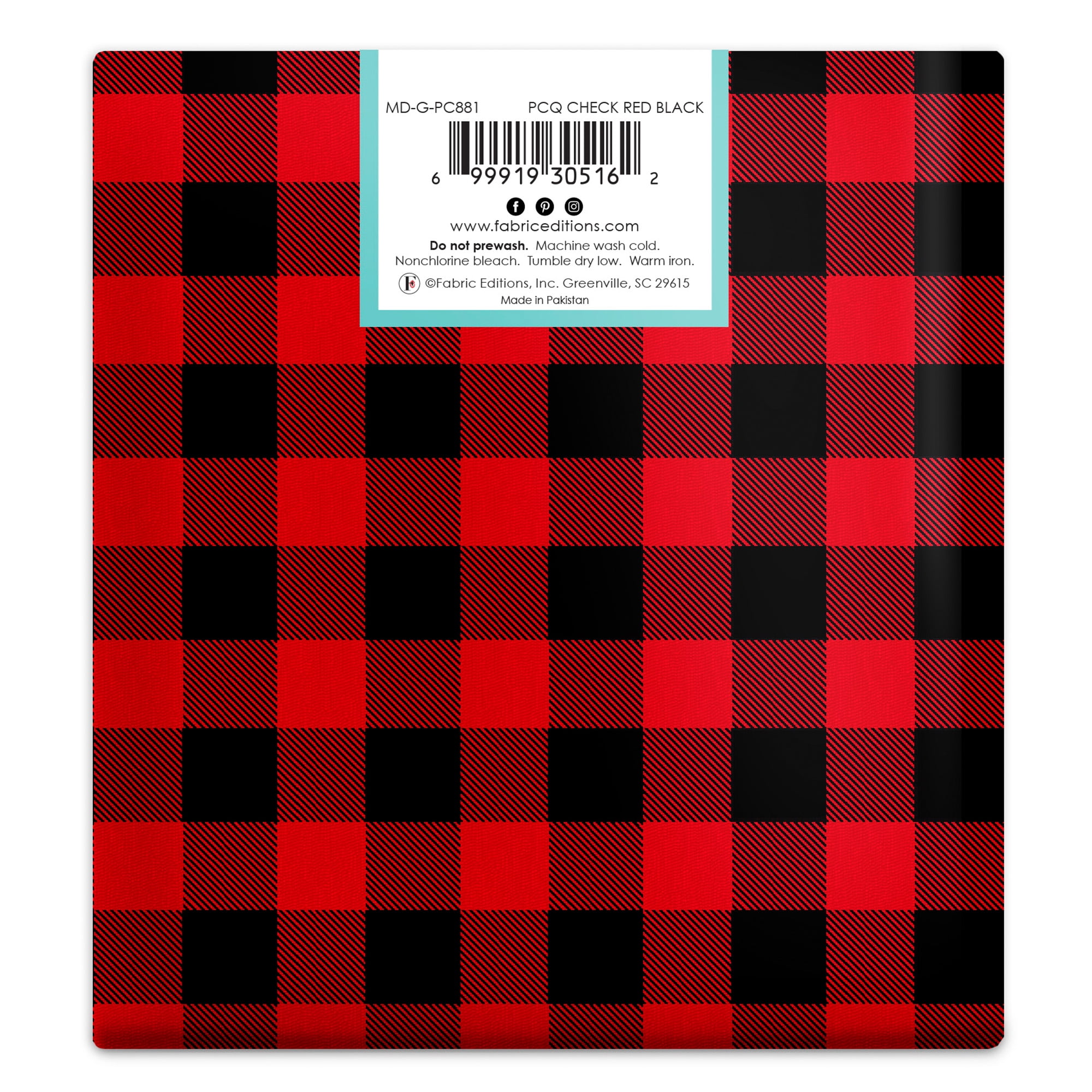 Create It 18"x21" Cotton Plaid Check Precut Sewing & Craft Fabric, Red 10 Pieces