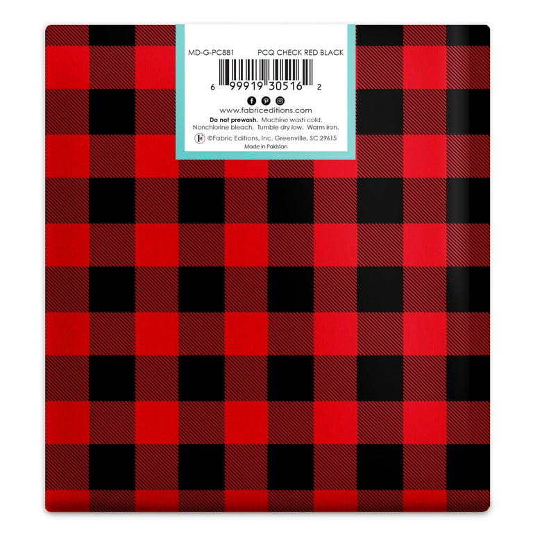 Buffalo Plaid Red and Black - Large Square Plaid Flannel 100% Cotton Fabric