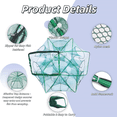 thumbnail image 5 of 3‑Pack Crawfish Traps, 12-Hole Fishing Trap, Cylindrical Hexagon Crab Trap, Green Foldable Fishing Net, Fishing Accessories for Small Fish Shrimp Crab Crawfish (23.6 x 13.8 in), 5 of 8