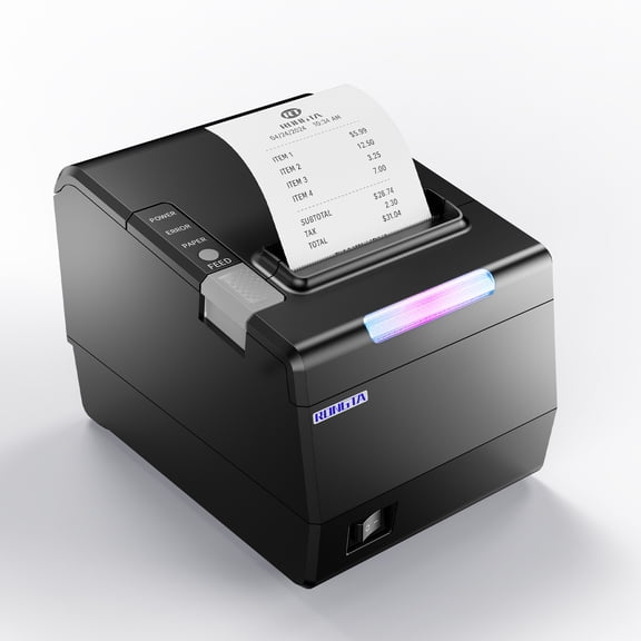 rongta 80mm Thermal Receipt POS Printer, Auto Cutter, USB Serial Ethernet, Windows/Mac/Linux Compatible