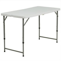 Bowery Hill 24" x 48" Plastic Bi-Fold Table in Granite White