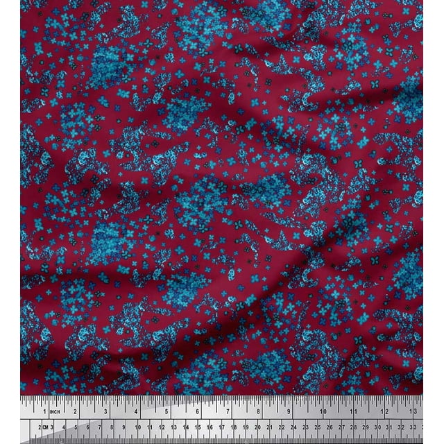 Soimoi Poly Georgette Fabric Floral & Leopard Animal Skin Decor Fabric Printed Yard 42 Inch Wide