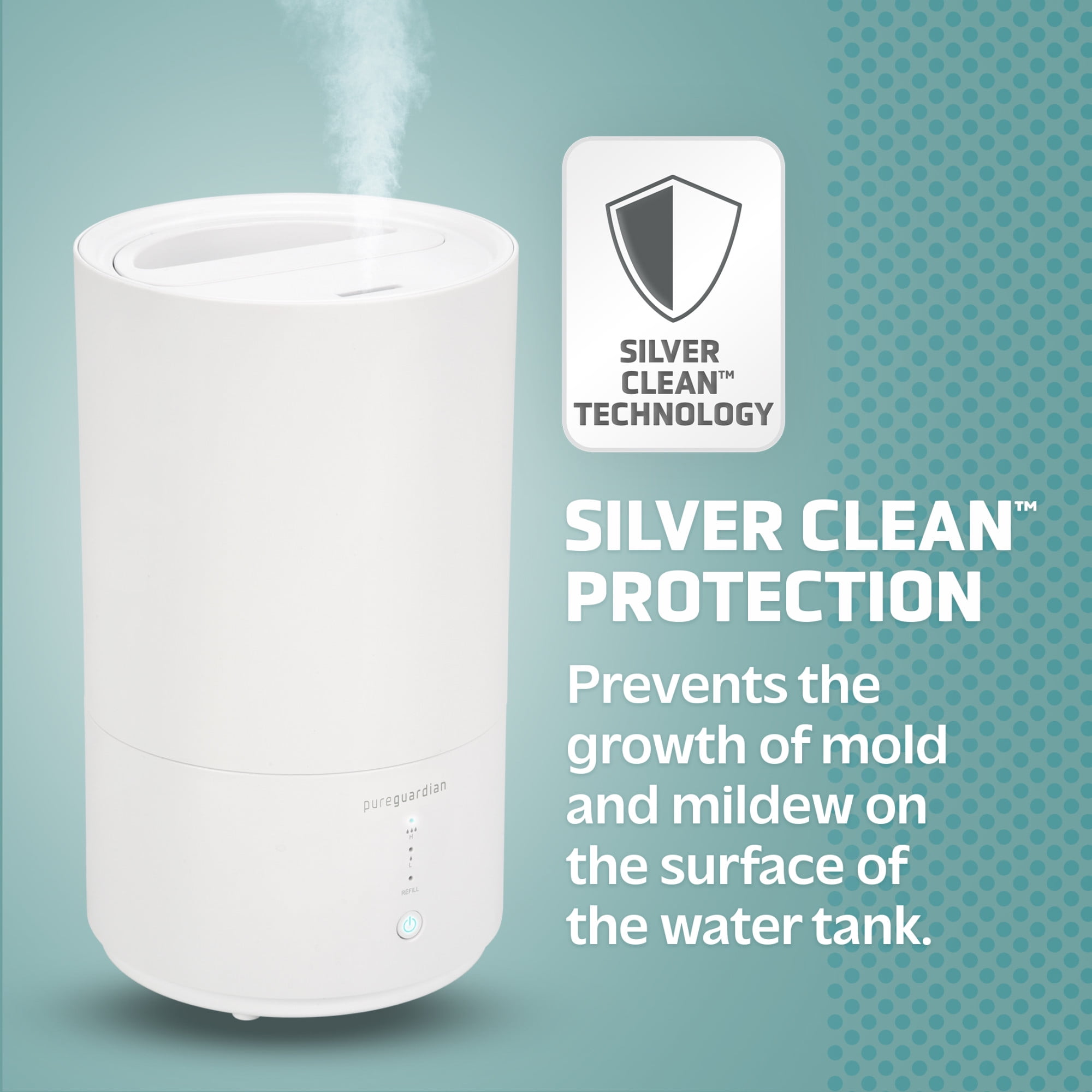 PureGuardian 0.8 Gallon Top Fill Cool Mist Ultrasonic Humidifier w/ Aromatherapy