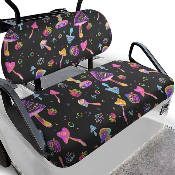Garronmavis Magic Mushroom Universal Golf Cart Seat Covers for Most Brand Breathable Air Golf Cart Elastic Seat Covers Washable Interior Accessiores for Enhance Beauty