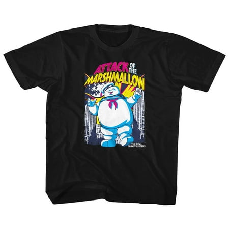 

Real Ghostbusters Marshmallow Attacks Black Children s T-Shirt