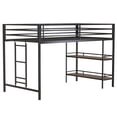 thumbnail image 3 of Aukfa Metal Twin Loft Bed with Built-in Shelves for Kids Teens, Black, 3 of 8