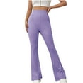 thumbnail image 2 of HUPOM Dress Pants Women Cargo Pants Trousers High Waist Rise Full Straight-Leg Purple L, 2 of 6