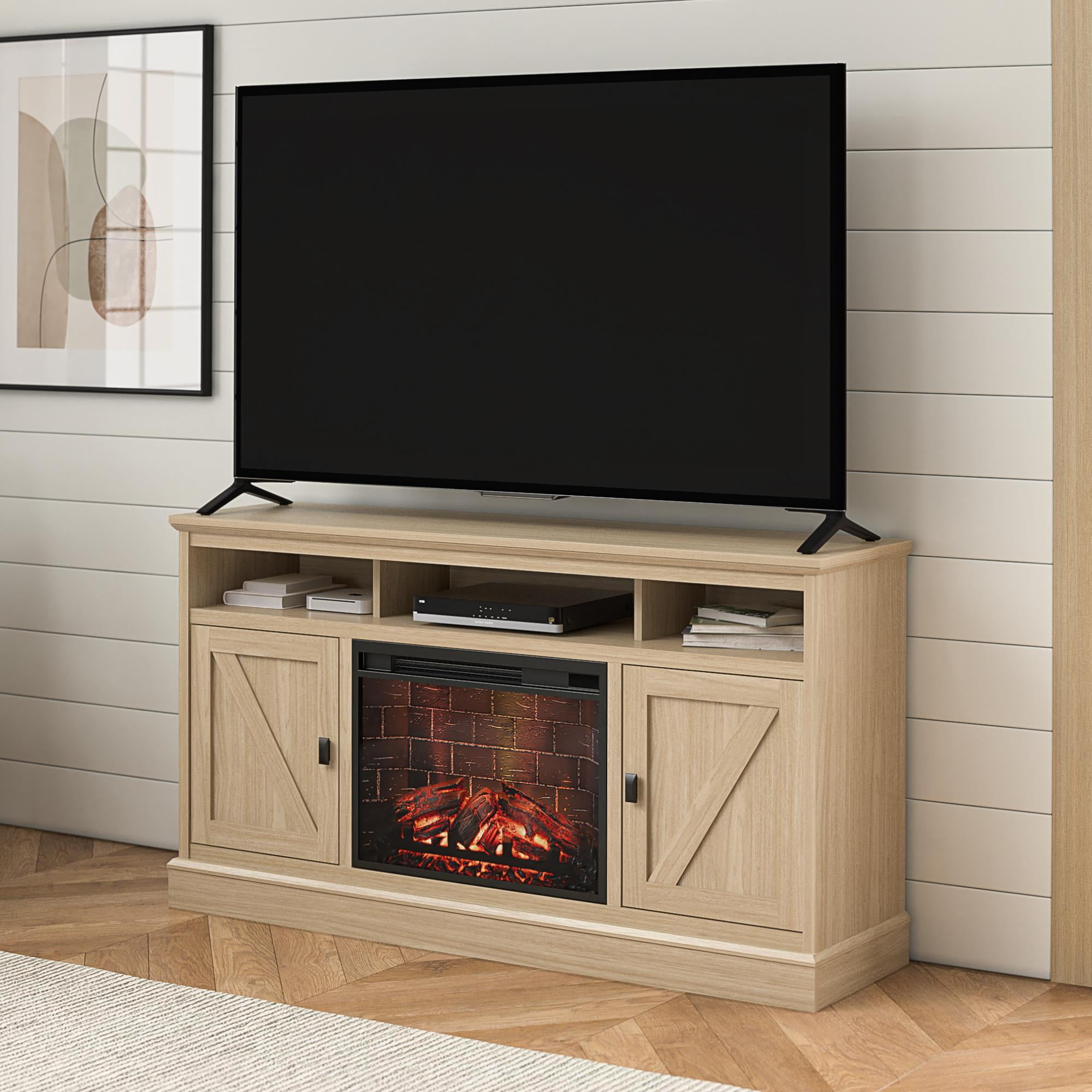Ameriwood Home Ashton Lane Fireplace TV Stand, Spring Pine