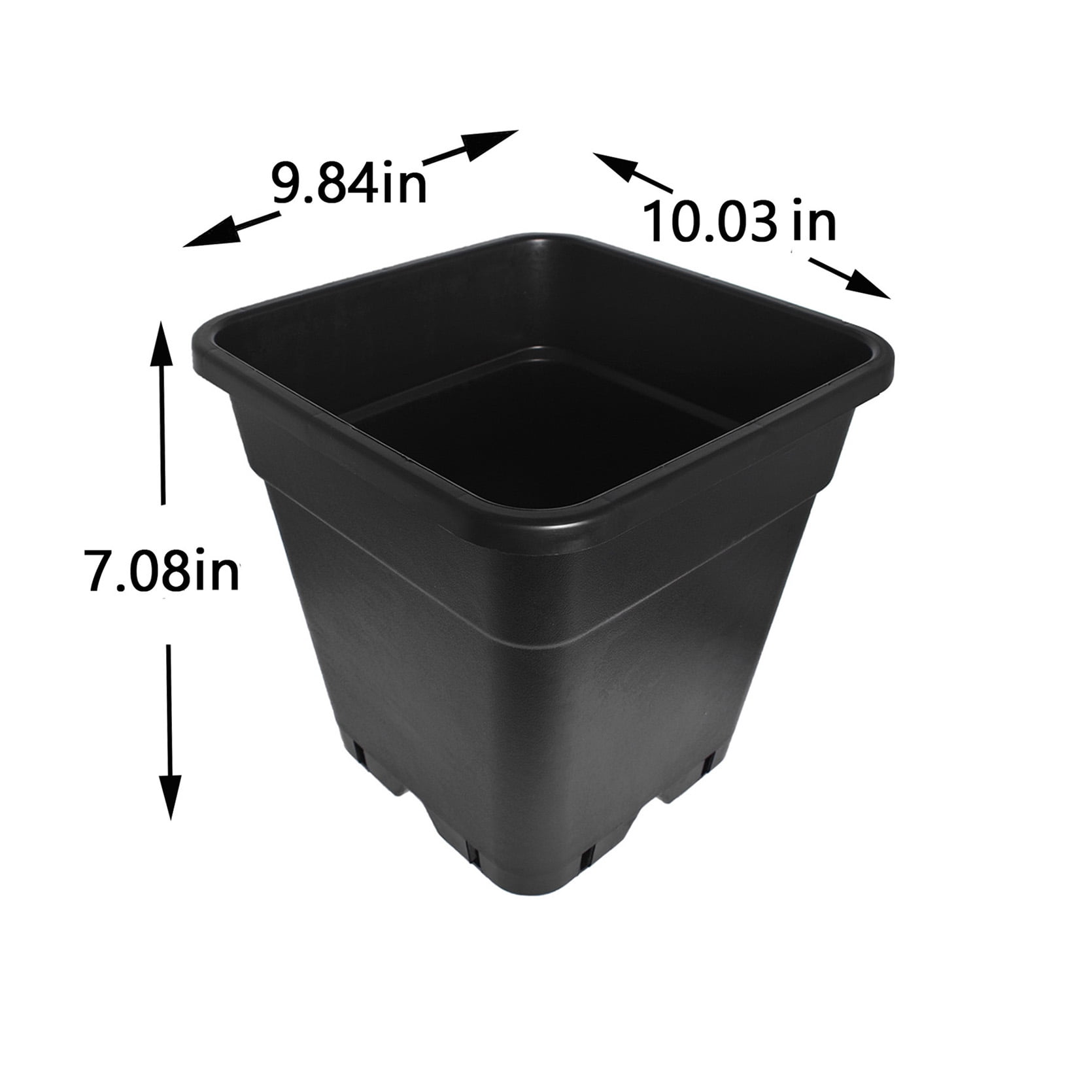 10 Pack Nursery Pots, Square Plant Grow Pots Seedling Container Seed Starting Pots, 2/3/5/10 Gallon Thick Black Plastic Flower Pots
