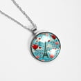 thumbnail image 4 of Eiffel Tower Glass Design Circle Pendant Necklace - Elegant Jewelry Piece, 4 of 5