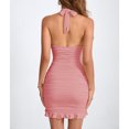 thumbnail image 5 of Women's Sexy Halter Neck Ruched Bodycon Dress, 5 of 5