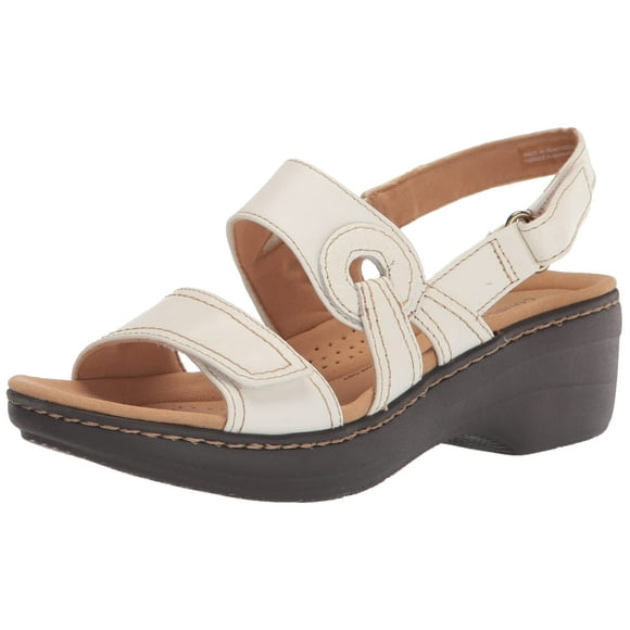 Clarks Merliah Opal Heeled Sandal, White Leather, 8.5 Medium