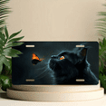 thumbnail image 6 of 1 Pcs 2D Flat License Plate Covers & Frames, Black Cat and Glowing For Decorative Front, Waterproof For Decoration Aluminum License Plate Covers & Frames Cover For Men Women, 12" X 6", 6 of 7