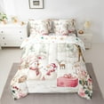 thumbnail image 2 of Manfei White Snowman 7-Piece Bedding Comforter Set,Rustic Flower Floral King Bedding Sets,Pink Christmas Gifts Bed Sheets For Teens,Super Cozy Room Decor Reversible, 2 of 8