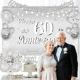 thumbnail image 2 of 60th Wedding Anniversary Decorations Set, 60 Diamond Wedding Banner, Backdrop, Balloons, Cake Topper for Happy 60th Anniversary Supplies, 2 of 6