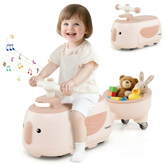 Gymax 2-in-1 Kids Ride on Toy Toddlers Sliding Car w/Detachable Trailer for Children Beige