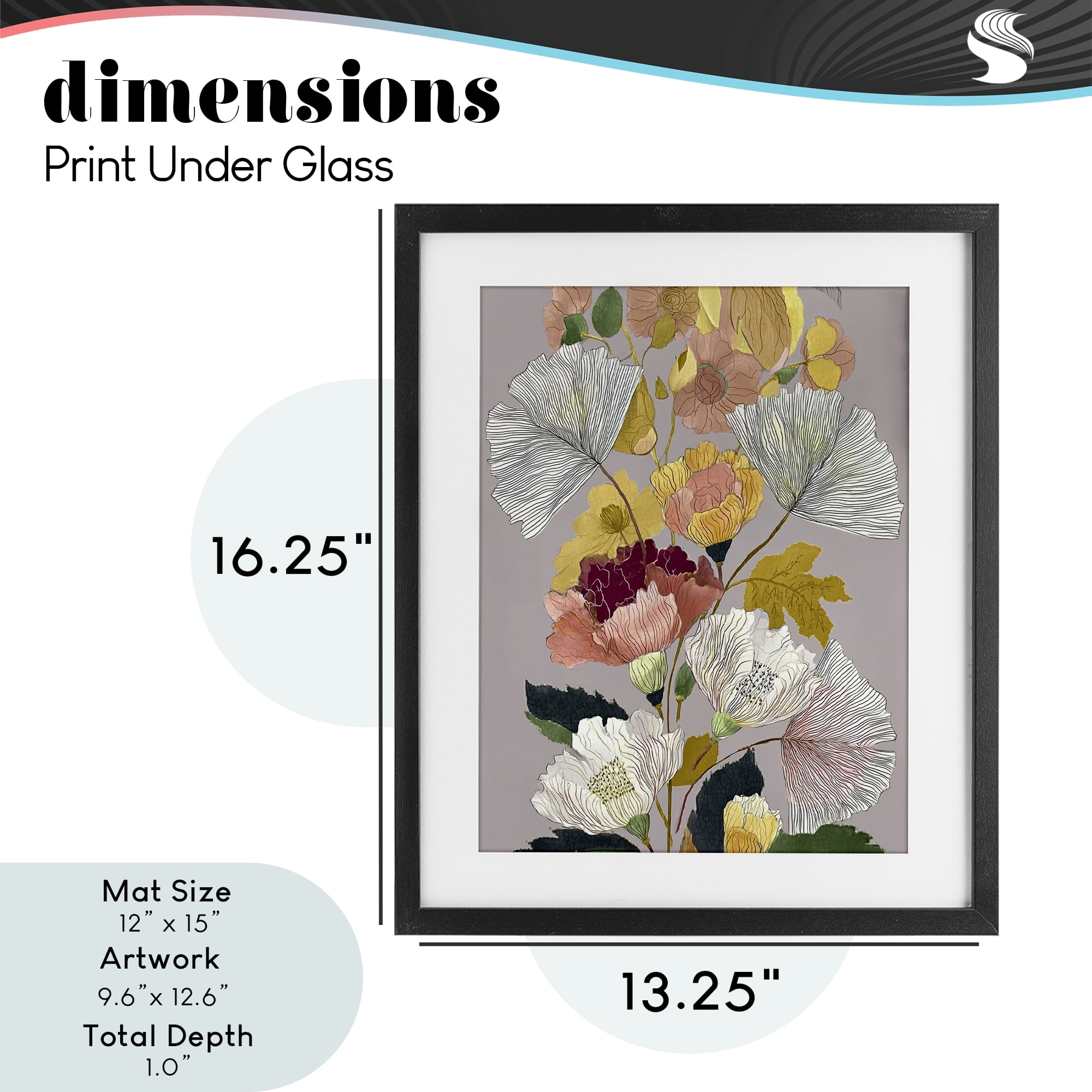 Detailed Foliage Leaves Black Framed Print Under Glass, design by Annabelle Hall