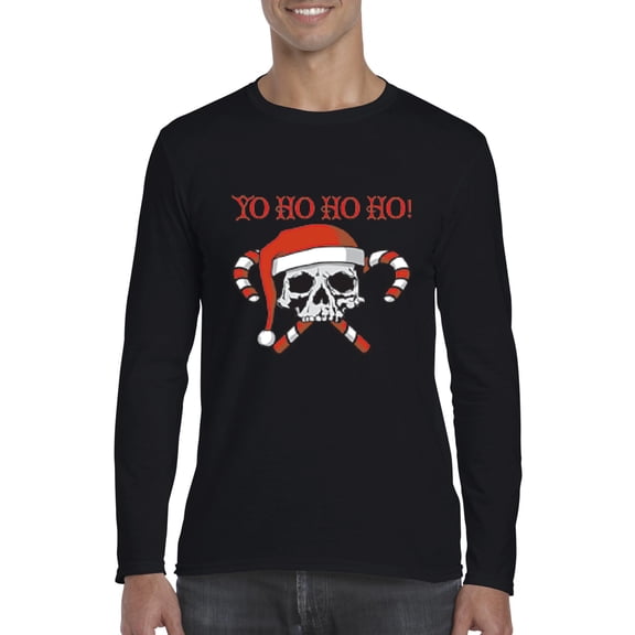 Artix - Mens Long Sleeve T-Shirts - Christmas T-Shirt Yo Ho Ho Ho! Xmas Ugly Sweater