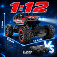 thumbnail image 6 of JoyStone 1:12 RC Cars 4WD Off-Road 2.4Ghz RC Monster Truck with Metal Shell and Light, Remote Control Car Crawler for Adult and Kid, 2 Batteries, Red, 6 of 10