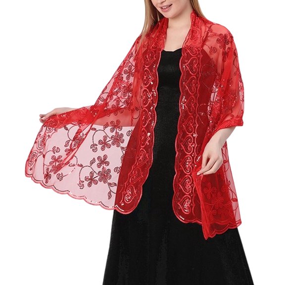 Fgnfyis Wraps for Women Versatile Lace Shawl for Casual Outfits for All Seasons Stylish Layer Red