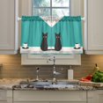 thumbnail image 2 of Yayeee Kitchen Curtains Tier Pair Light Filtering 27"x36" Rod Pocket Short Cafe Window Panel, Black Cat and Coffee, 2 of 7