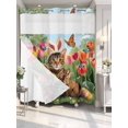 thumbnail image 2 of No Hook Shower Curtain with Snap-in Liner, Spring Easter Waterproof Fabric Bathroom Curtains, Easter Eggs Cats Bunny Tulips Farmhouse Bath Curtains & Mesh Top Window Standard 72"x72", 2 of 9