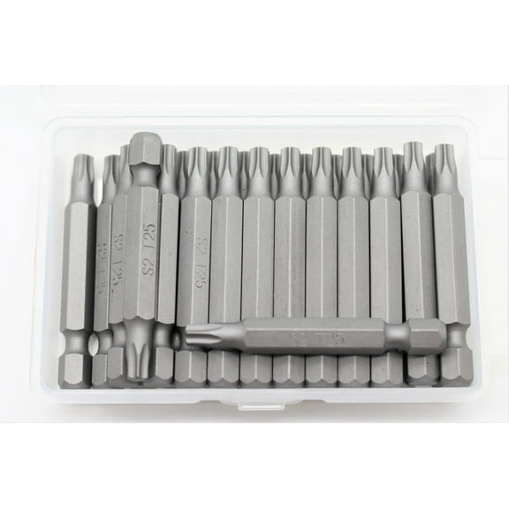 TEMO 25 pc T25 Torx 6 Point Impact Ready 2 Inch (50 mm) Length Screwdriver Insert Bits Hex Shank with Quick Release Slot