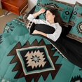 thumbnail image 4 of jejeloiu Rustic Western Aztec 7-Piece Twin Bedding Sets,Retro Bohemian Geometric Bedding Comforter Set,Cyan Brown Sheet Sets For Men Women,Home Decor Reversible, 4 of 8