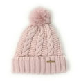 thumbnail image 2 of Michael Kors Women's Cable Knit Teddy Fleece Faux Fur Pom Pom Beanie Hat, Pink, 2 of 2