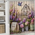 thumbnail image 6 of Chilfamy Flowers Birdhouse Shower Curtain Cloth Fabric Bathroom Decor Set with Hooks Polyester Home Bathtubs Decoration Set with Hooks 69x72, 6 of 7