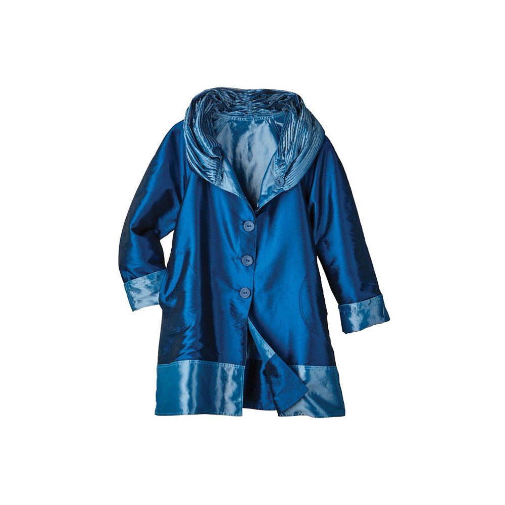 Lindi Women's Reversible Rain Coat Iridescent Hooded Rain Jacket